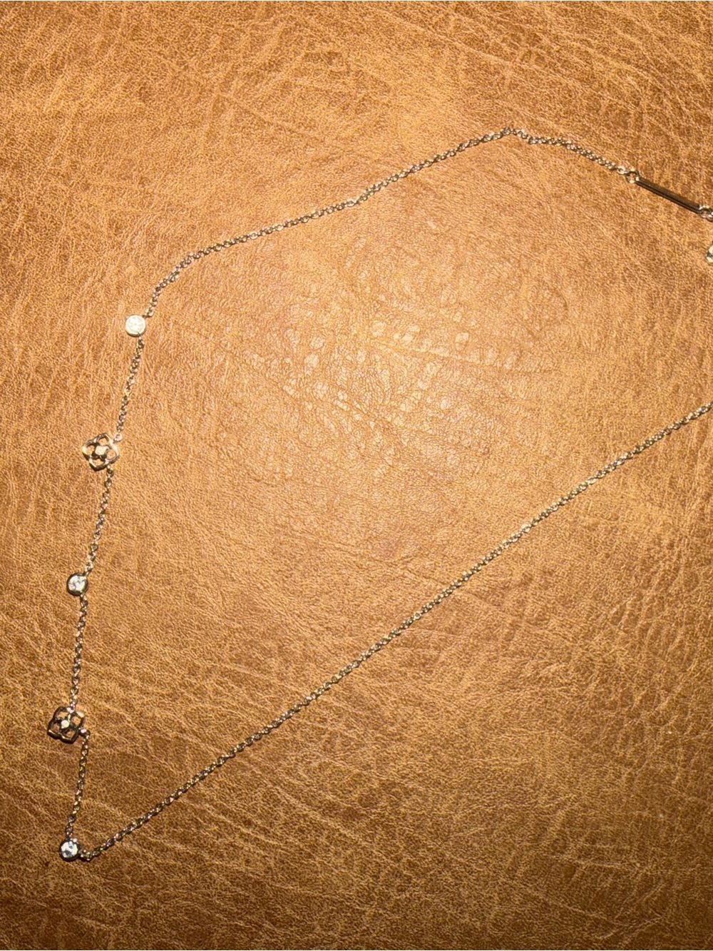 Kendra Scott Silver Layered Station Necklace with Crystal and Filigree Charms